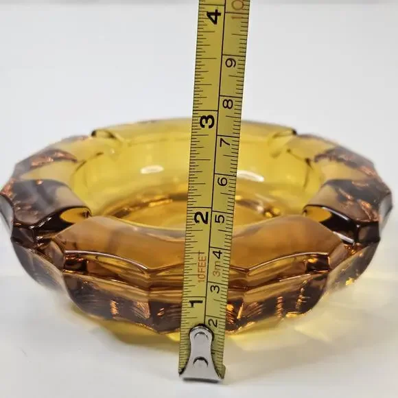 Vintage Fostoria Heavy Amber Glass 1887 Eagle Coin Cigarette Ashtray 5" - Picture 6 of 6